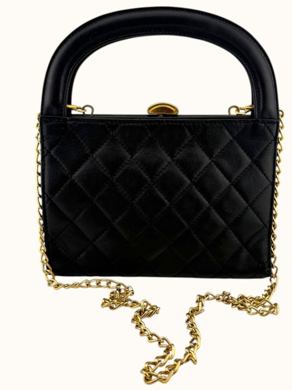 Vintage Jill Stuart Black Quilted Leather Handbag Made Italy